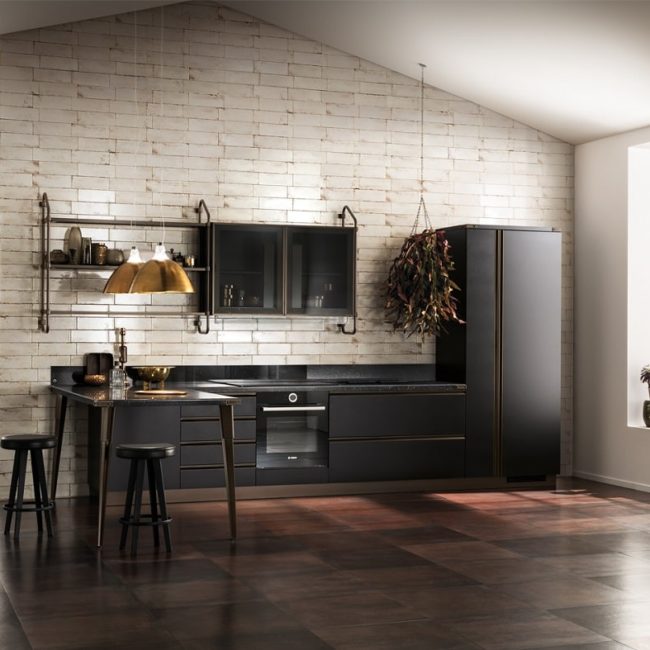 кухня Scavolini Diesel Open Workshop черная