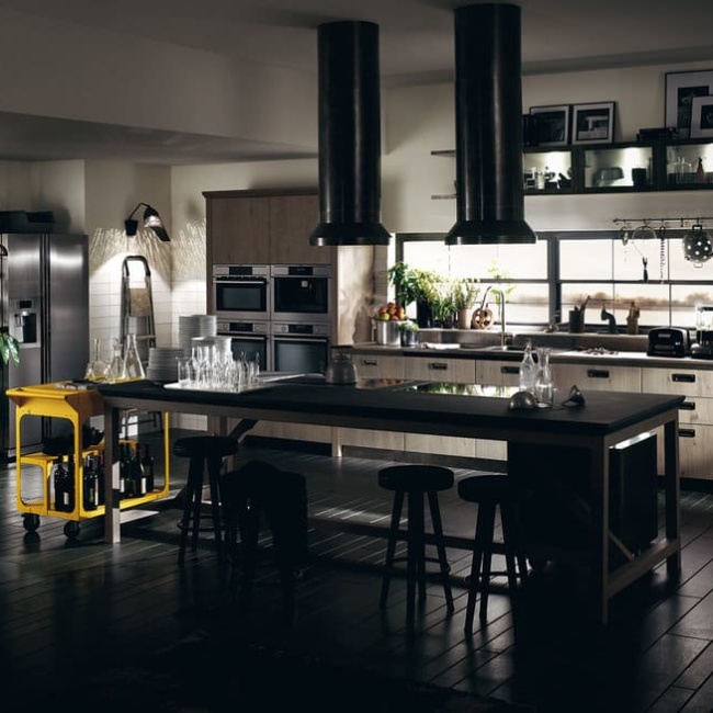 Кухня Cucina Diesel Social - сочетание темных и светлых фасадов