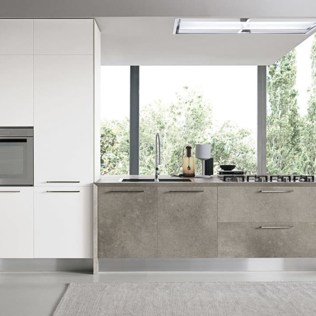 кухня Aster Modern Atelier фасады под мрамор + белые